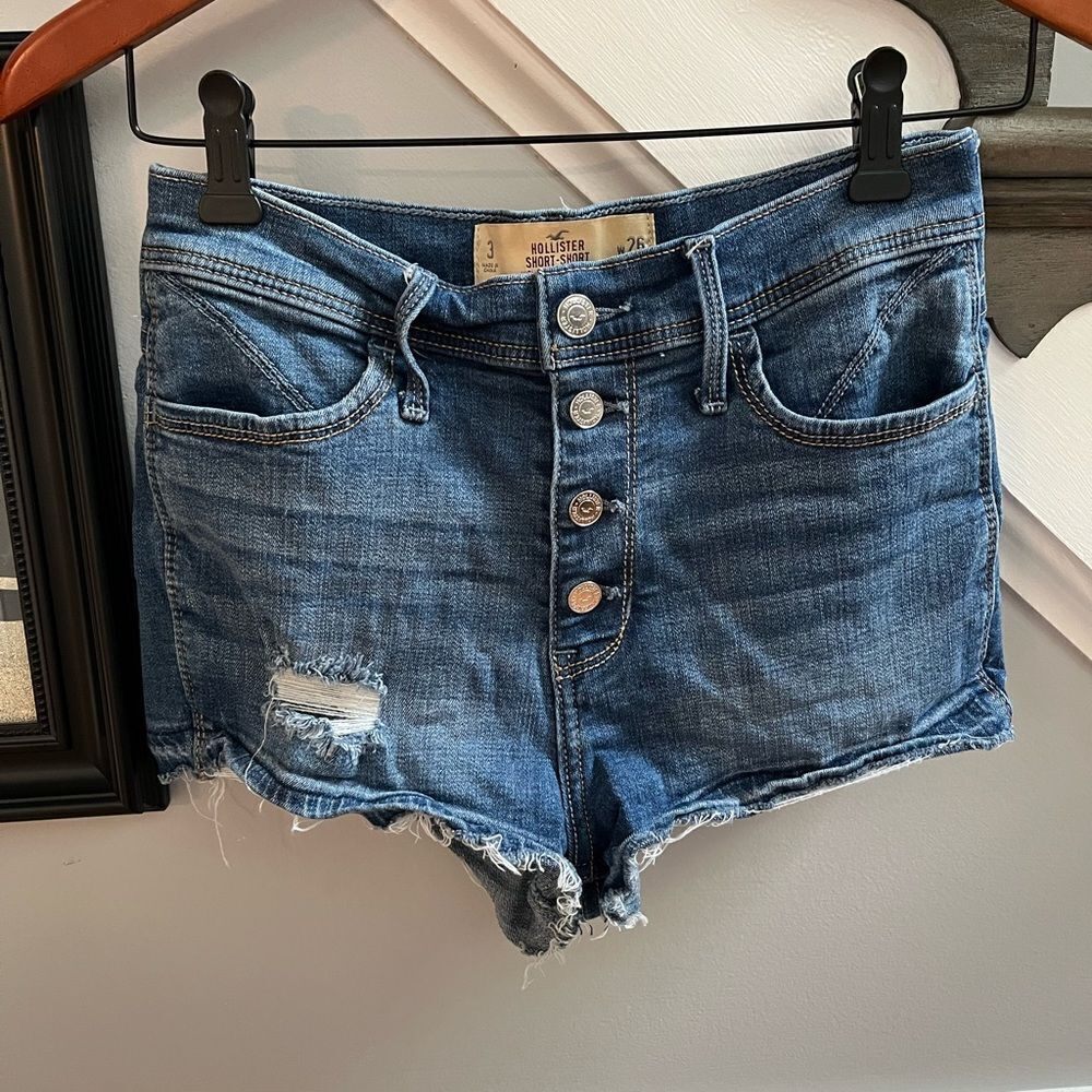 Hollister Short Short Button Fly Hi-Rise Jean Shorts sz 3